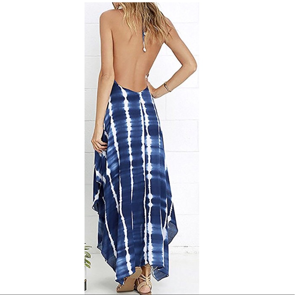 women summer v neck Backless maxi dress - Picture 2 of 3